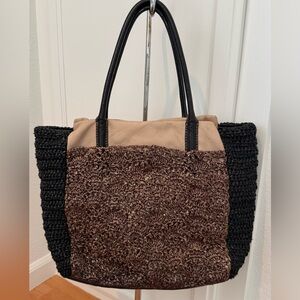 Maliparmi Black, Brown & Beige Woven Tote Bag